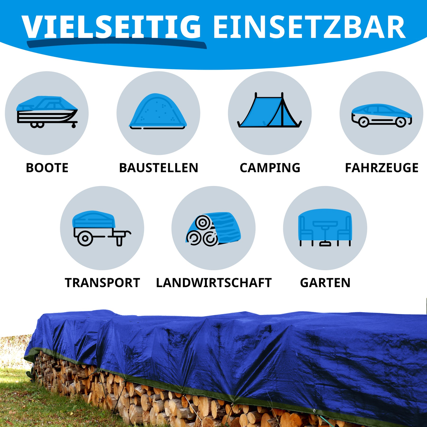 Abdeckplane | Extrem reißfest | Zuverlässiger Schutz für vielseitige Einsätze | 180 g/m²