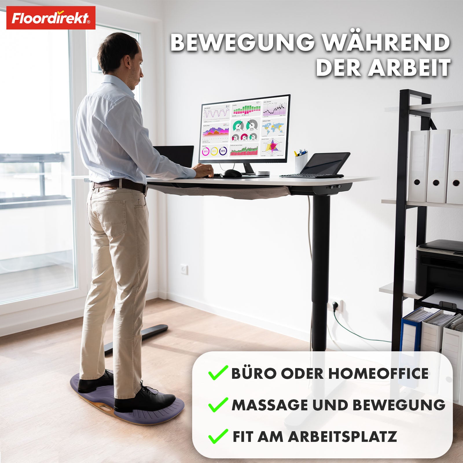 Balance Board | Hawaii | Anti-Ermüdungsmatte für Stehtische in Büro & Home Office | Arbeitsplatzmatte in zwei Ausführungen erhältlich