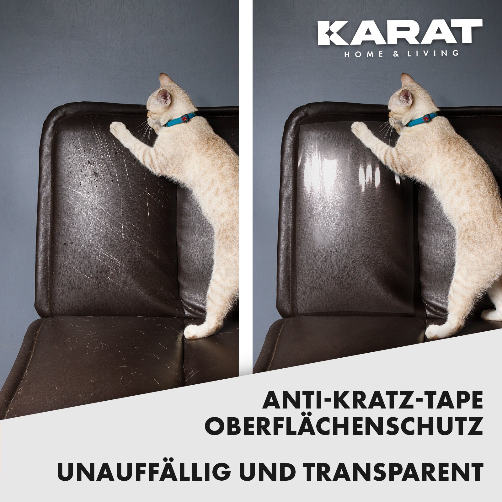 Katzen Kratzschutz | Selbstklebende Kratzfolie | Trainingsklebeband | Möbelschutz | Transparent | 15 m x 10 cm