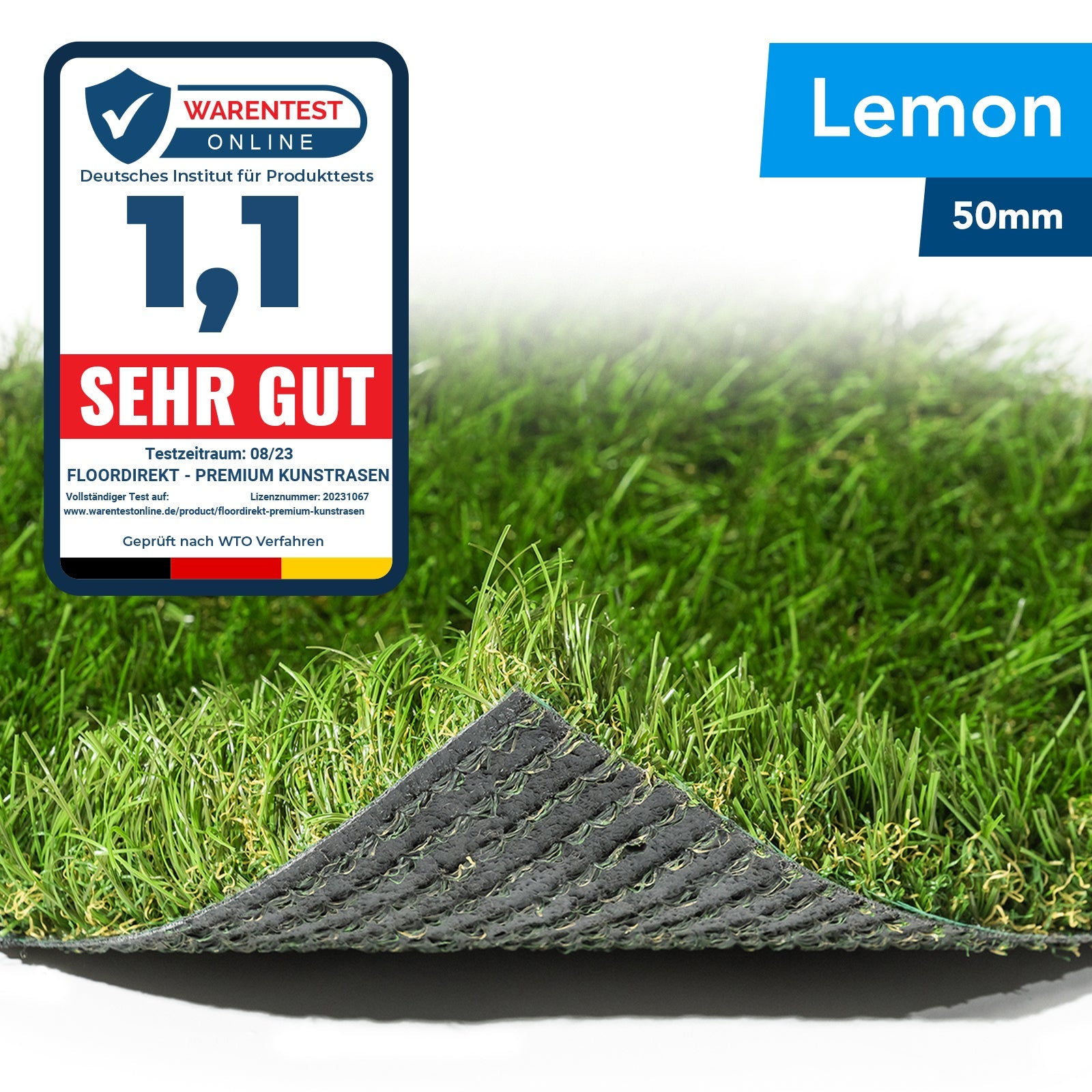 ✂ Kunstrasen Lemon | Höhe: 50 mm | Gewicht: 3200 g/m²