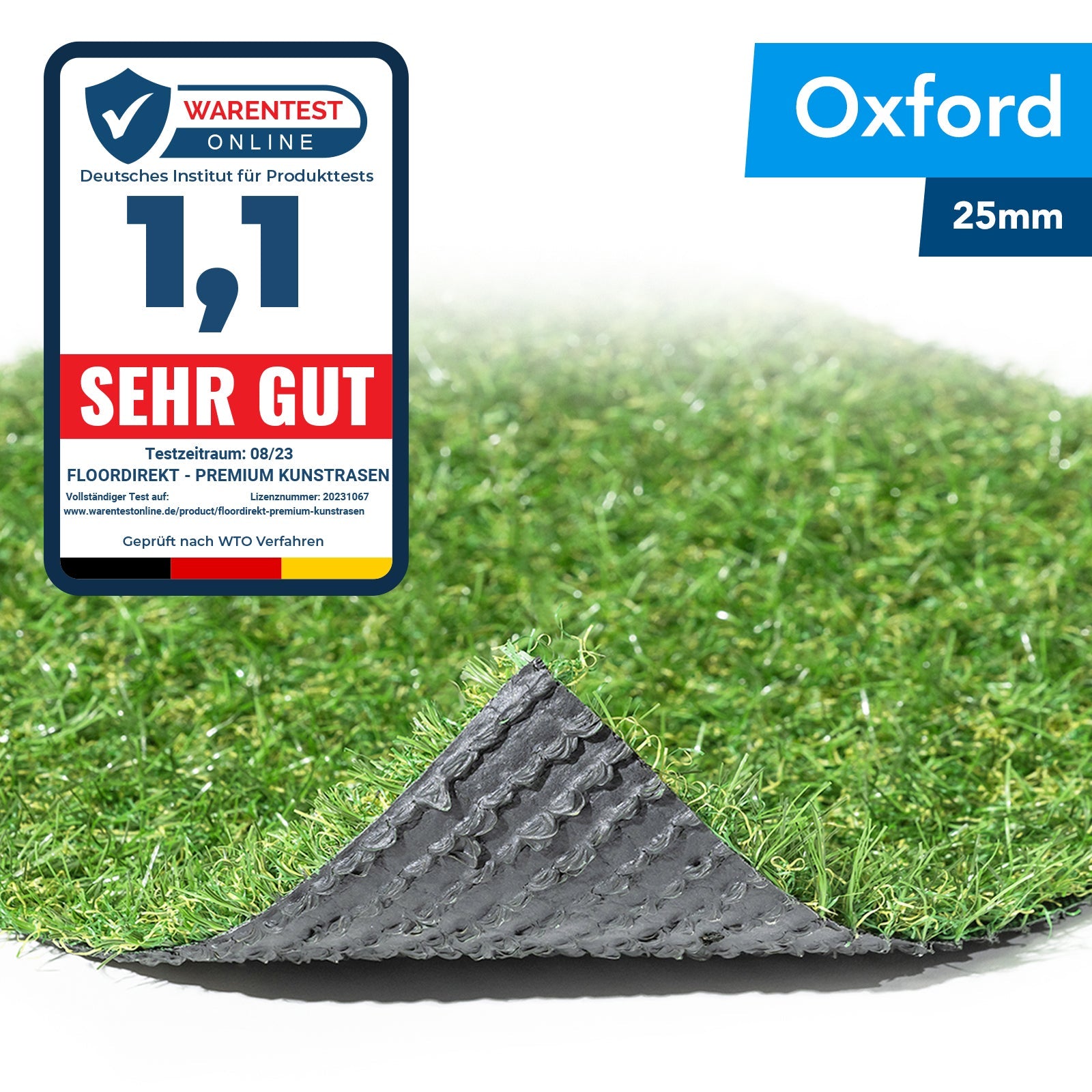 ✂ Kunstrasen Oxford | Höhe: 25 mm | Gewicht: 1600 g/m²