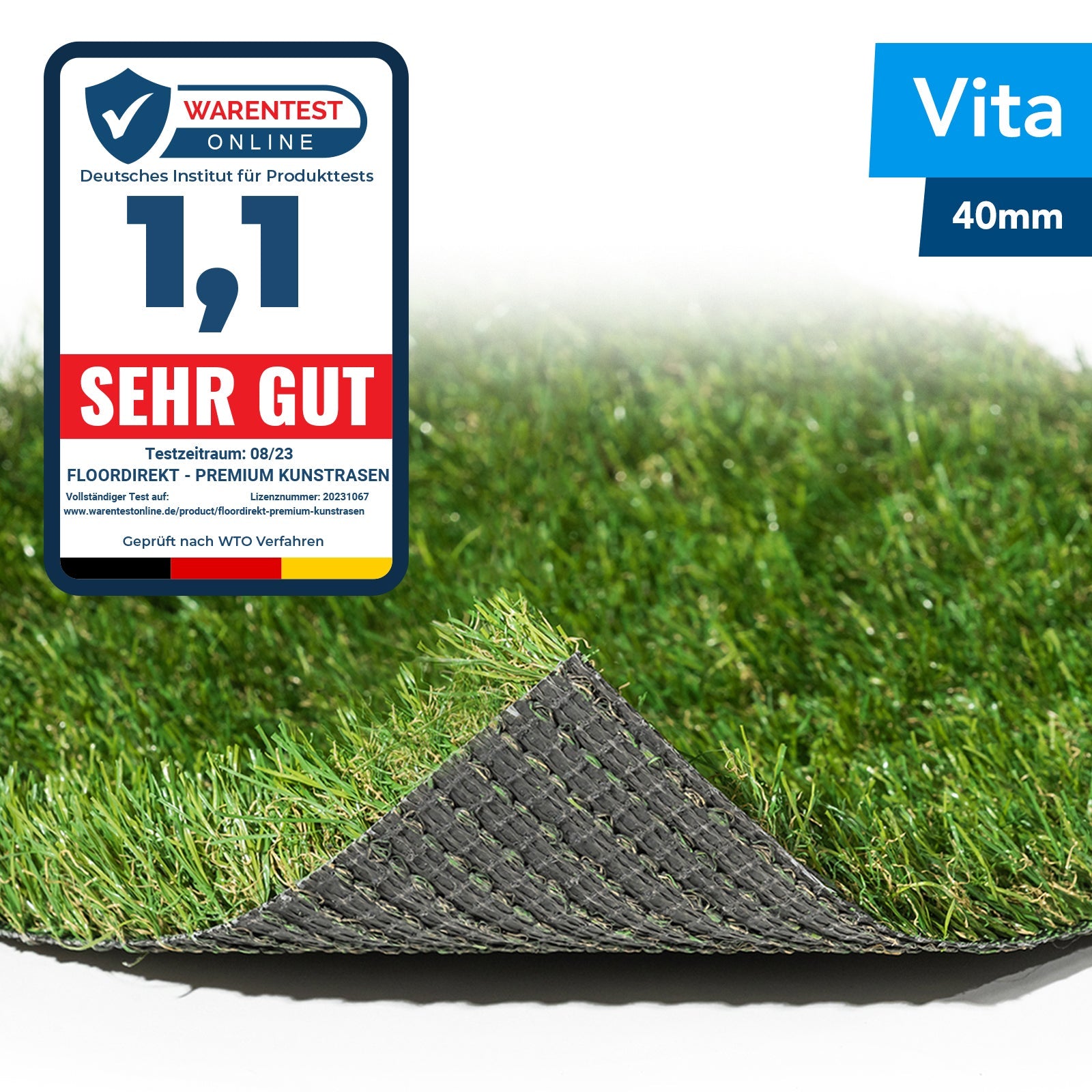 ✂ Kunstrasen Vita | Höhe: 40 mm | Gewicht: 2400 g/m²