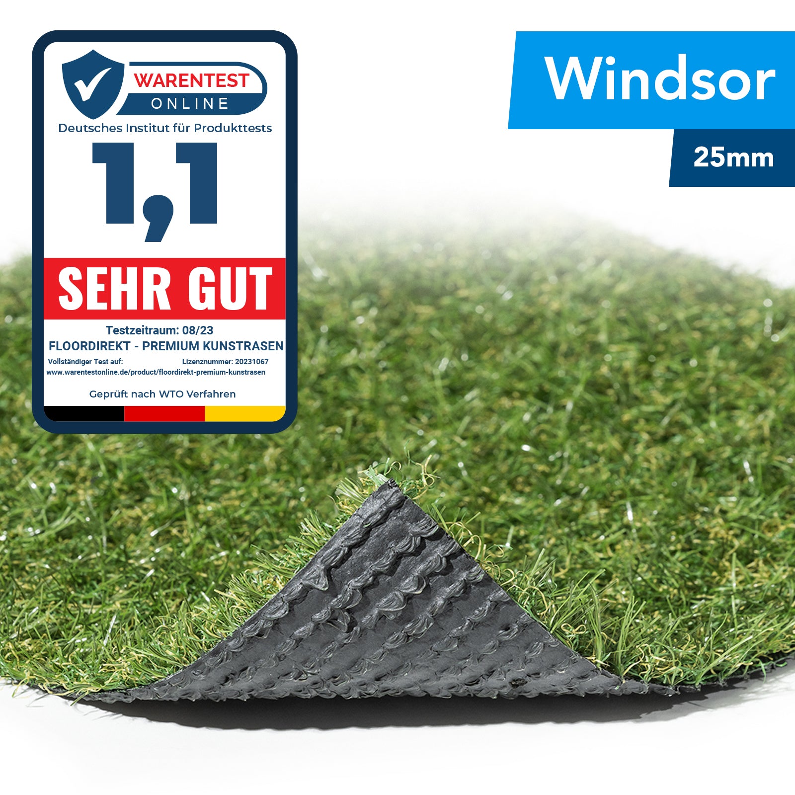 ✂ Kunstrasen Windsor | Höhe: 25 mm | Gewicht: 1700 g/m²